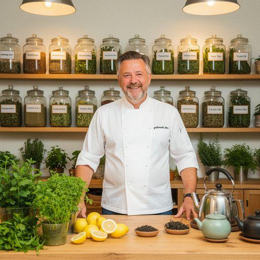 Illatos citromfű tea, citromszeletekkel díszítve